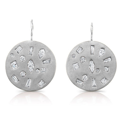 Bezel Set Mixed Diamonds Earrings