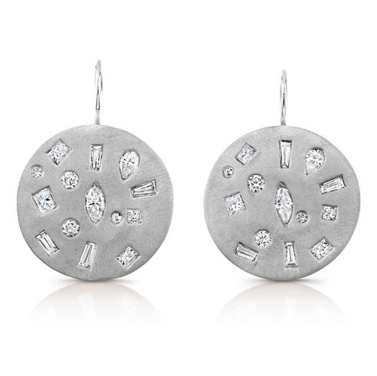 Bezel Set Mixed Diamonds Earrings