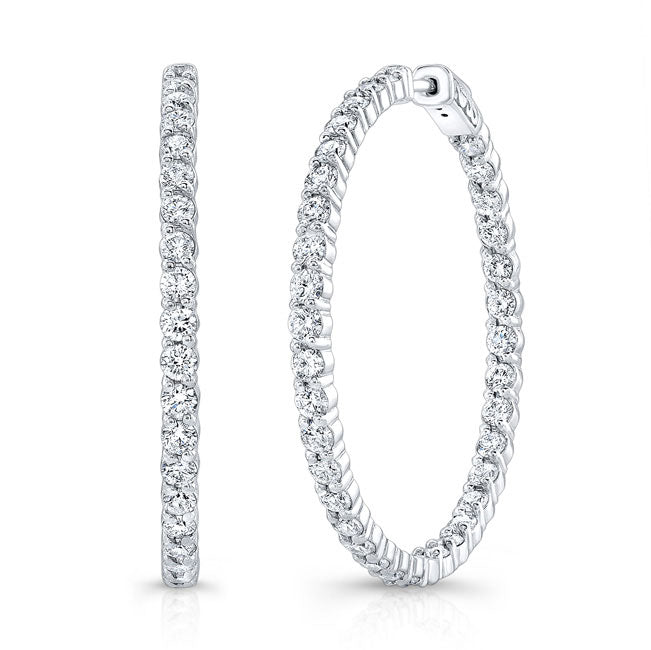 Modern Style Inside-Out Diamond Hoop Earrings