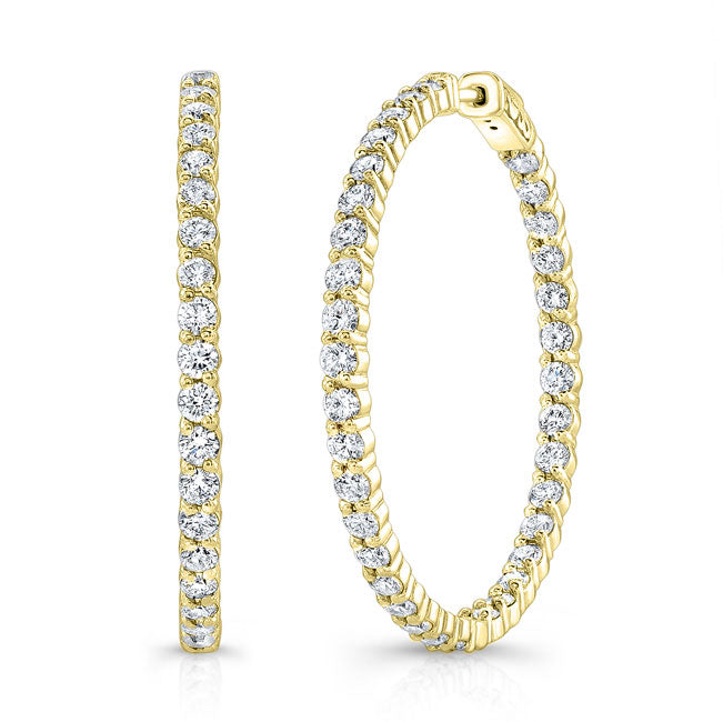 Modern Style Inside-Out Diamond Hoop Earrings