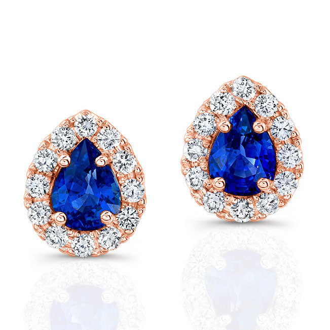 Diamond & Pear Sapphire Earrings