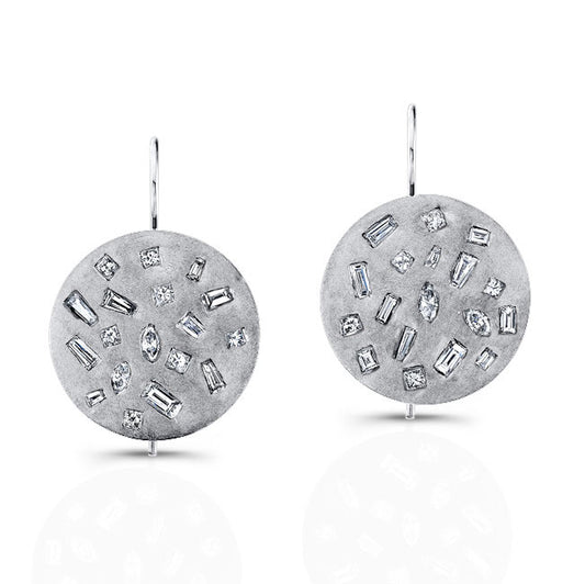 Bezel Set Mixed Diamonds Earrings