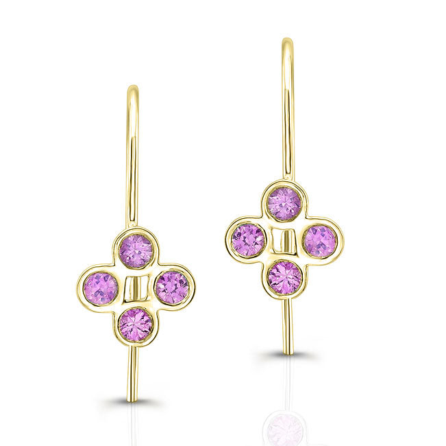 Pink Sapphire Flower Earring