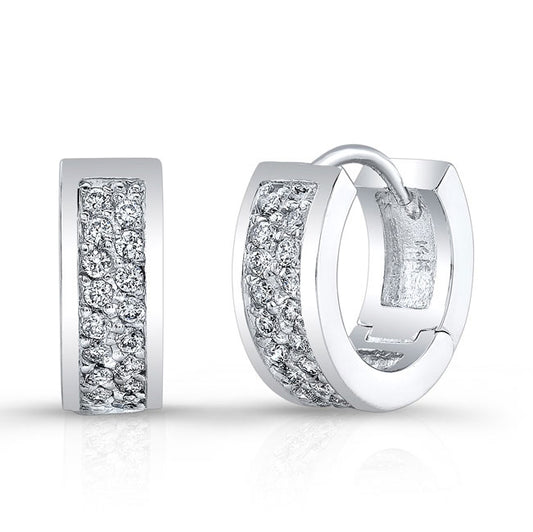 Pave Diamond Hoop Earrings
