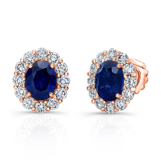 Diamond & Oval Sapphire Earrings