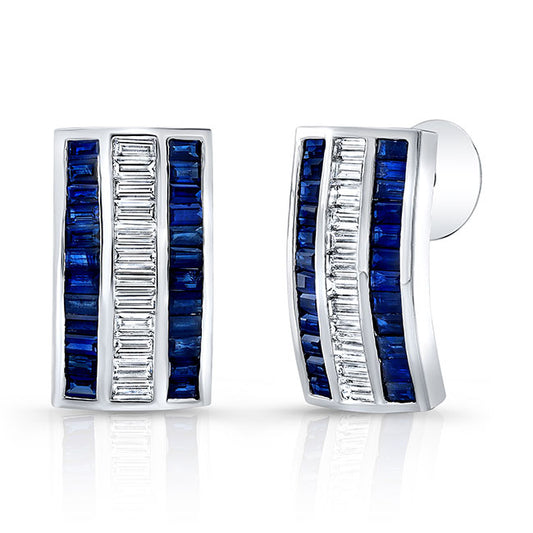 Baguette Diamond & Sapphire Earrings
