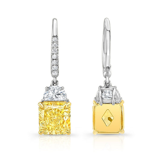 Modern Style Yellow Diamond Earrings