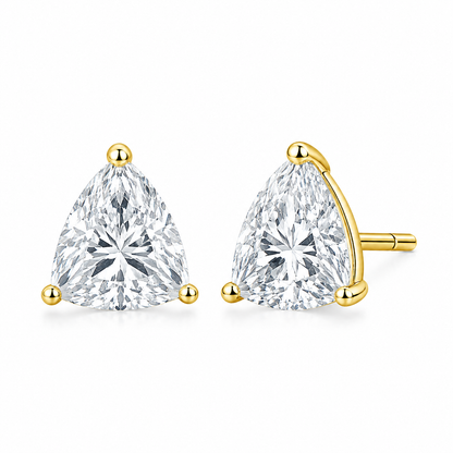 1 Carat Trillion Lab Grown Diamond Stud Earrings (0.50 ct Each) in Gold or Platinum