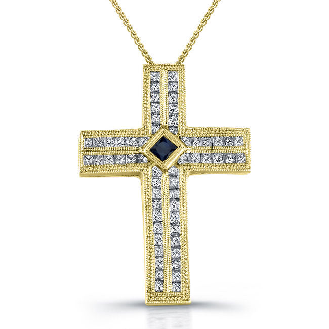 Princess Diamond Cross Pendant