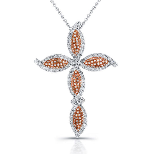 Two-tone Diamond Cross Pendant