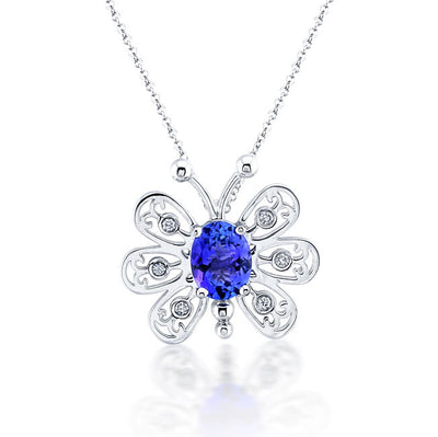 Butterfly Sapphire & Diamond Pendant