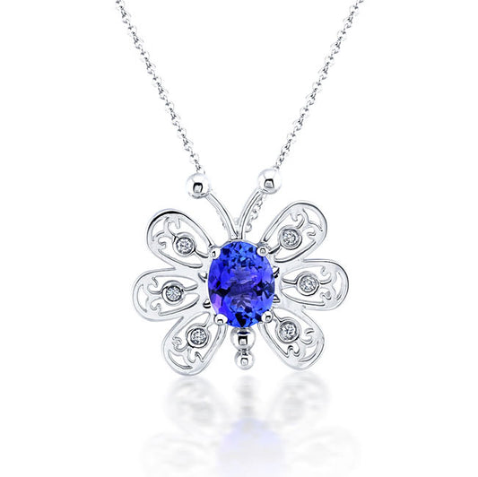 Butterfly Sapphire & Diamond Pendant