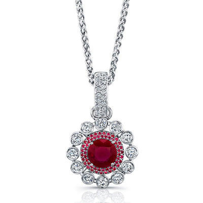 Ruby & Diamond Halo Pendant