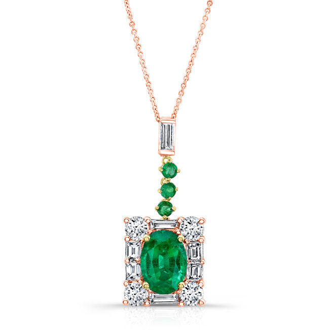 Green Emerald Diamond Pendant