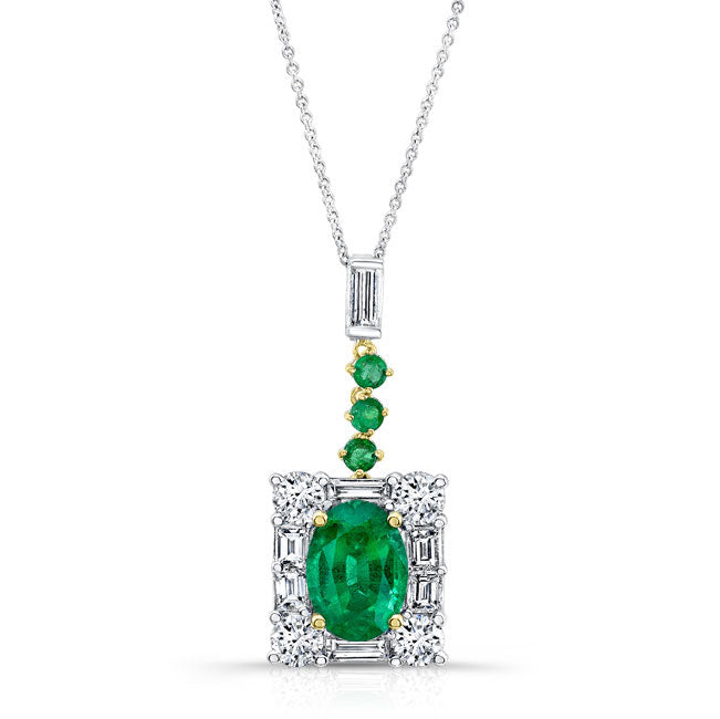 Green Emerald Diamond Pendant