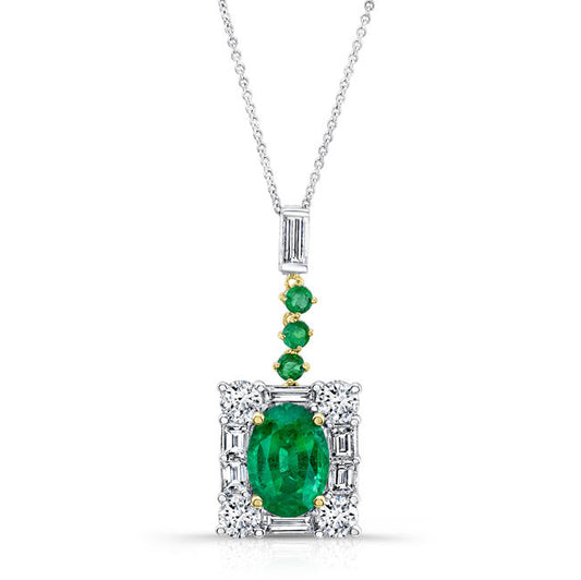 Green Emerald Diamond Pendant