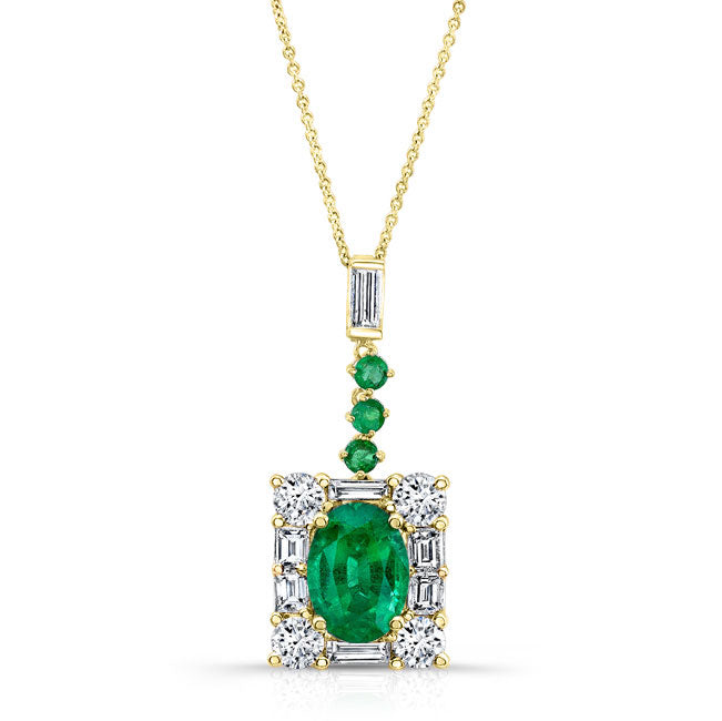Green Emerald Diamond Pendant