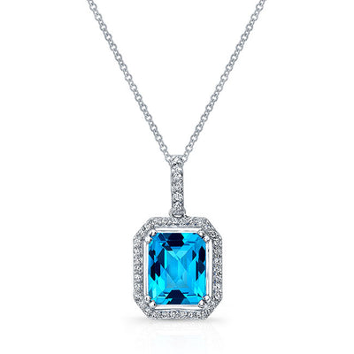 Blue Topaz Diamond Pendant