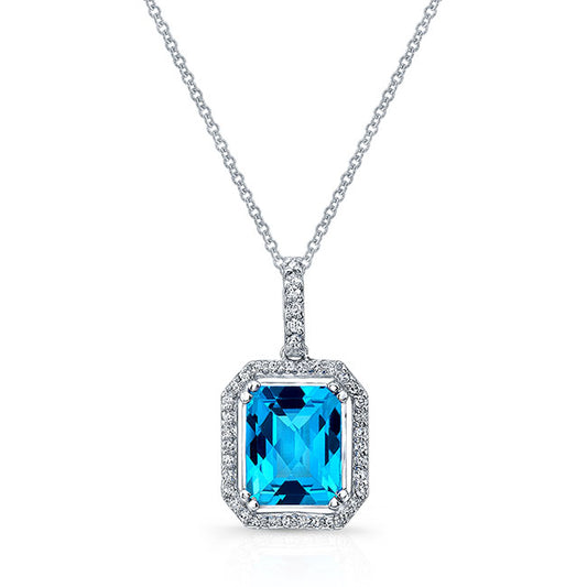 Blue Topaz Diamond Pendant