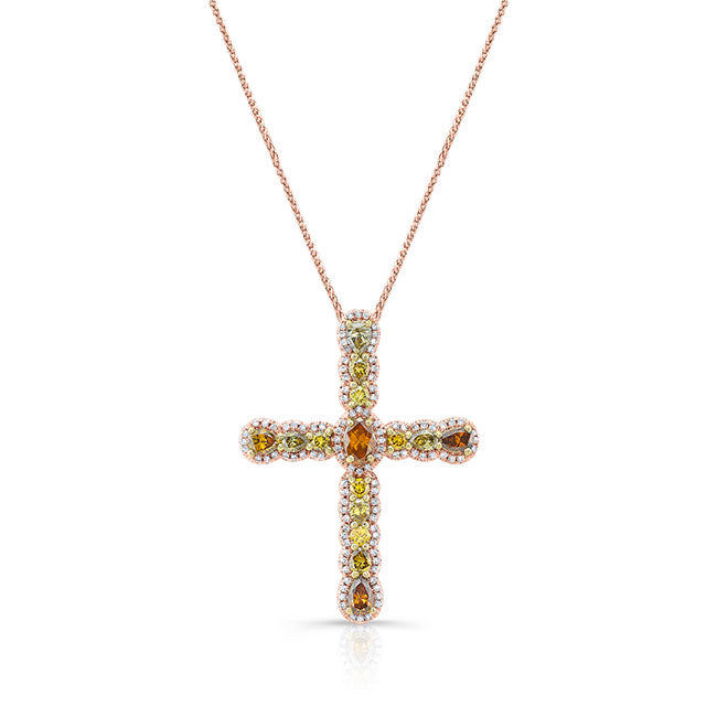 Fancy Yellow Diamond Cross Pendant
