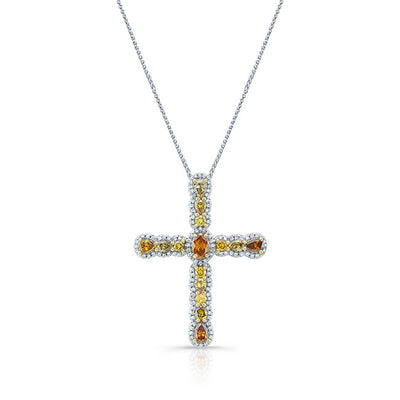 Fancy Yellow Diamond Cross Pendant