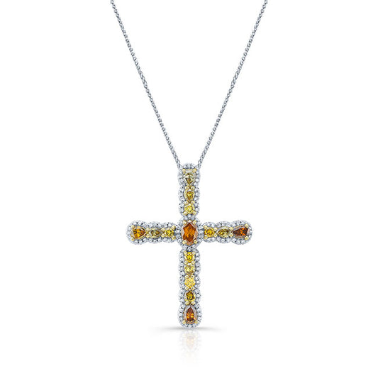 Fancy Yellow Diamond Cross Pendant