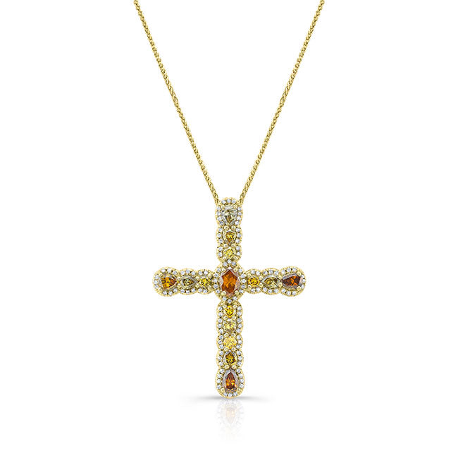 Fancy Yellow Diamond Cross Pendant