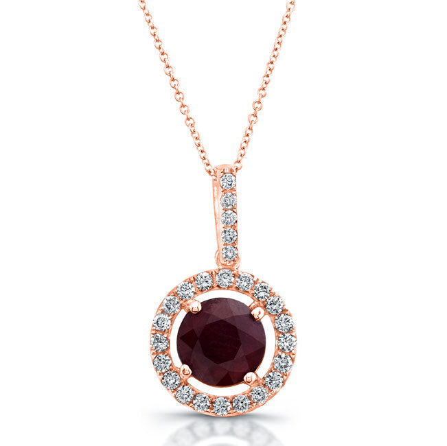 Round Ruby Diamond Pendant