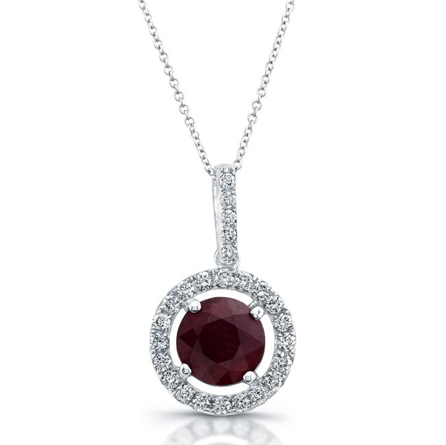 Round Ruby Diamond Pendant
