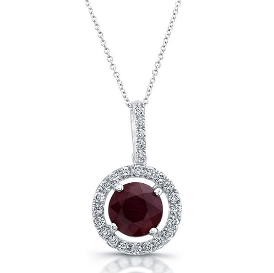 Round Ruby Diamond Pendant