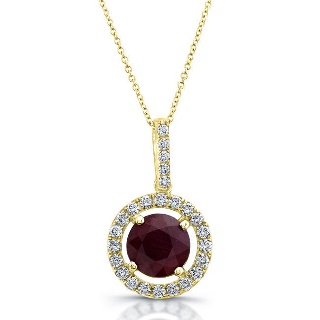 Round Ruby Diamond Pendant
