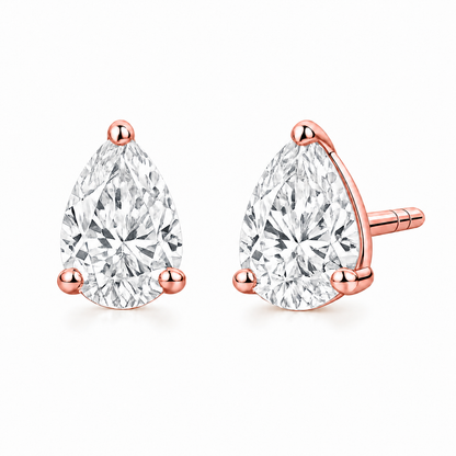1.50 Carat Pear Shape Lab Grown Diamond Stud Earrings (0.75 ct Each) in Gold or Platinum