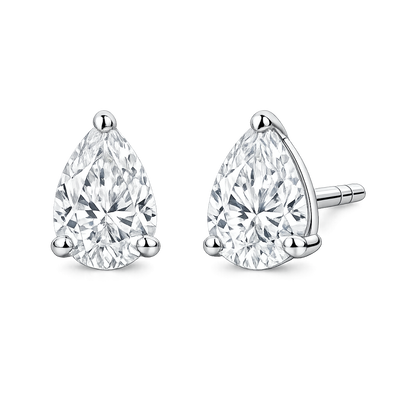 1.50 Carat Pear Shape Lab Grown Diamond Stud Earrings (0.75 ct Each) in Gold or Platinum