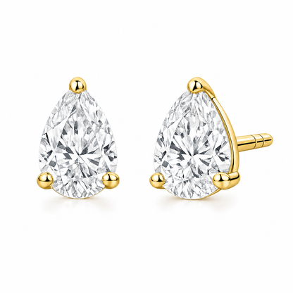 3 Carat Pear Shape Lab Grown Diamond Stud Earrings (1.50 ct Each) in Gold or Platinum
