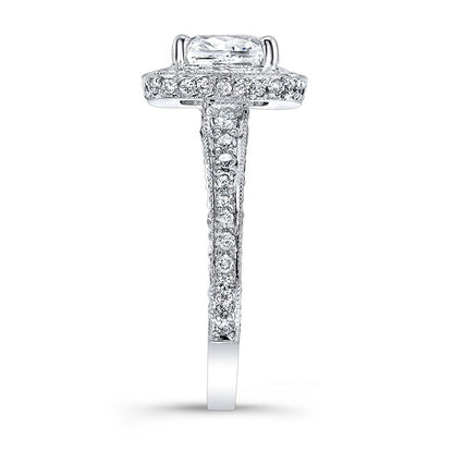 Vintage Style Engraved 3-Row Halo Diamond Engagement Ring