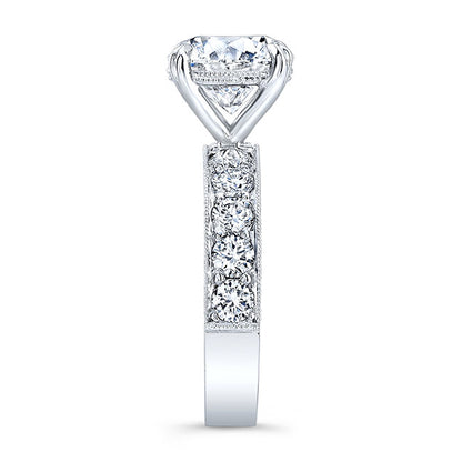 Vintage Style Engraved Diamond Engagement Ring