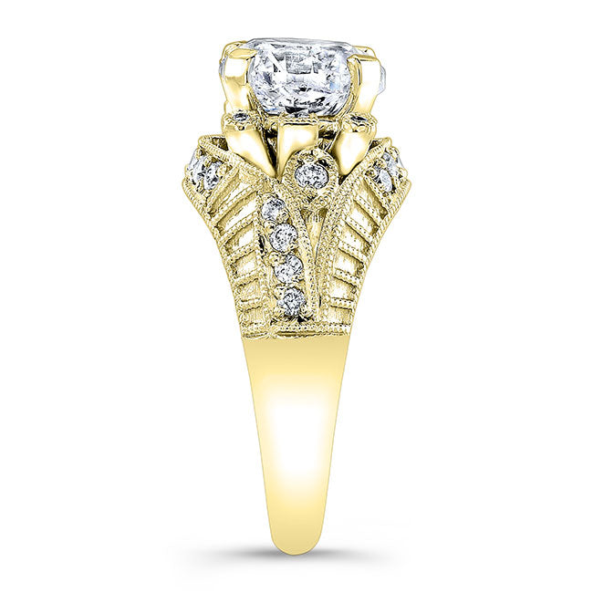 Vintage Style Engraved Diamond Engagement Ring