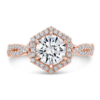 Twisted Shank Diamond Halo Engagement Ring