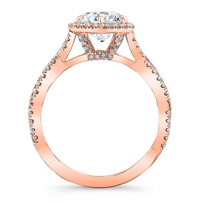 Twisted Shank Diamond Halo Engagement Ring