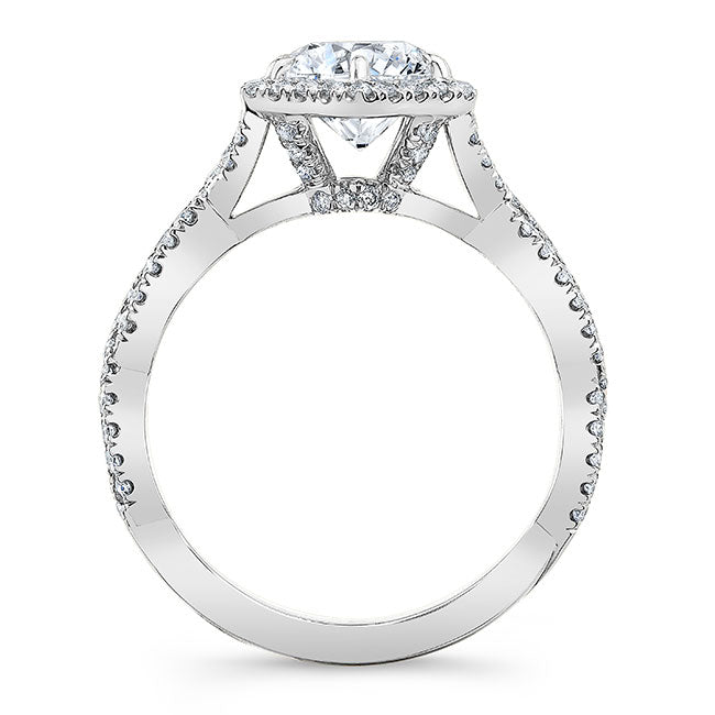 Twisted Shank Diamond Halo Engagement Ring