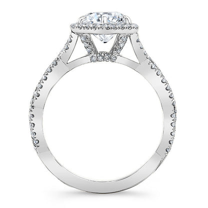 Twisted Shank Diamond Halo Engagement Ring