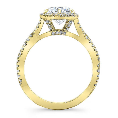 Twisted Shank Diamond Halo Engagement Ring
