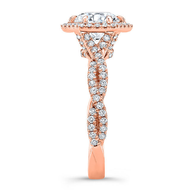 Twisted Shank Diamond Halo Engagement Ring