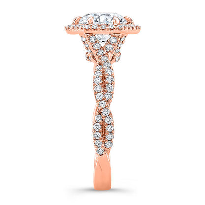 Twisted Shank Diamond Halo Engagement Ring