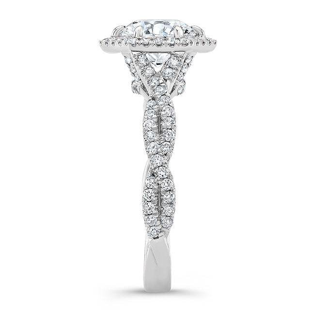 Twisted Shank Diamond Halo Engagement Ring
