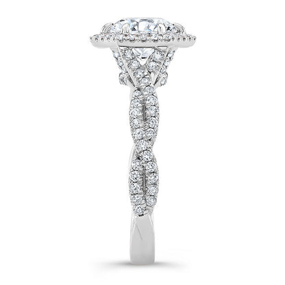 Twisted Shank Diamond Halo Engagement Ring