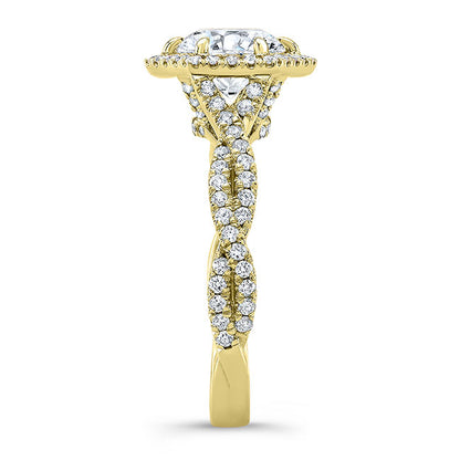 Twisted Shank Diamond Halo Engagement Ring