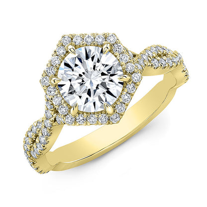 Twisted Shank Diamond Halo Engagement Ring