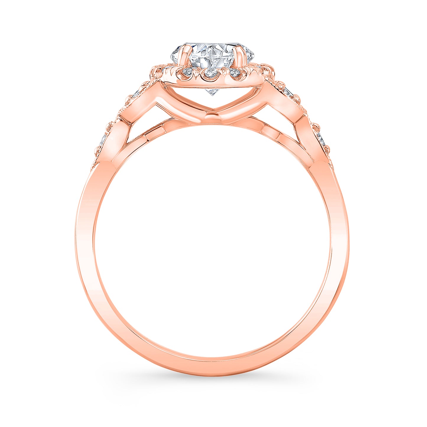 Vintage Style Engraved Halo Diamond Engagement Ring