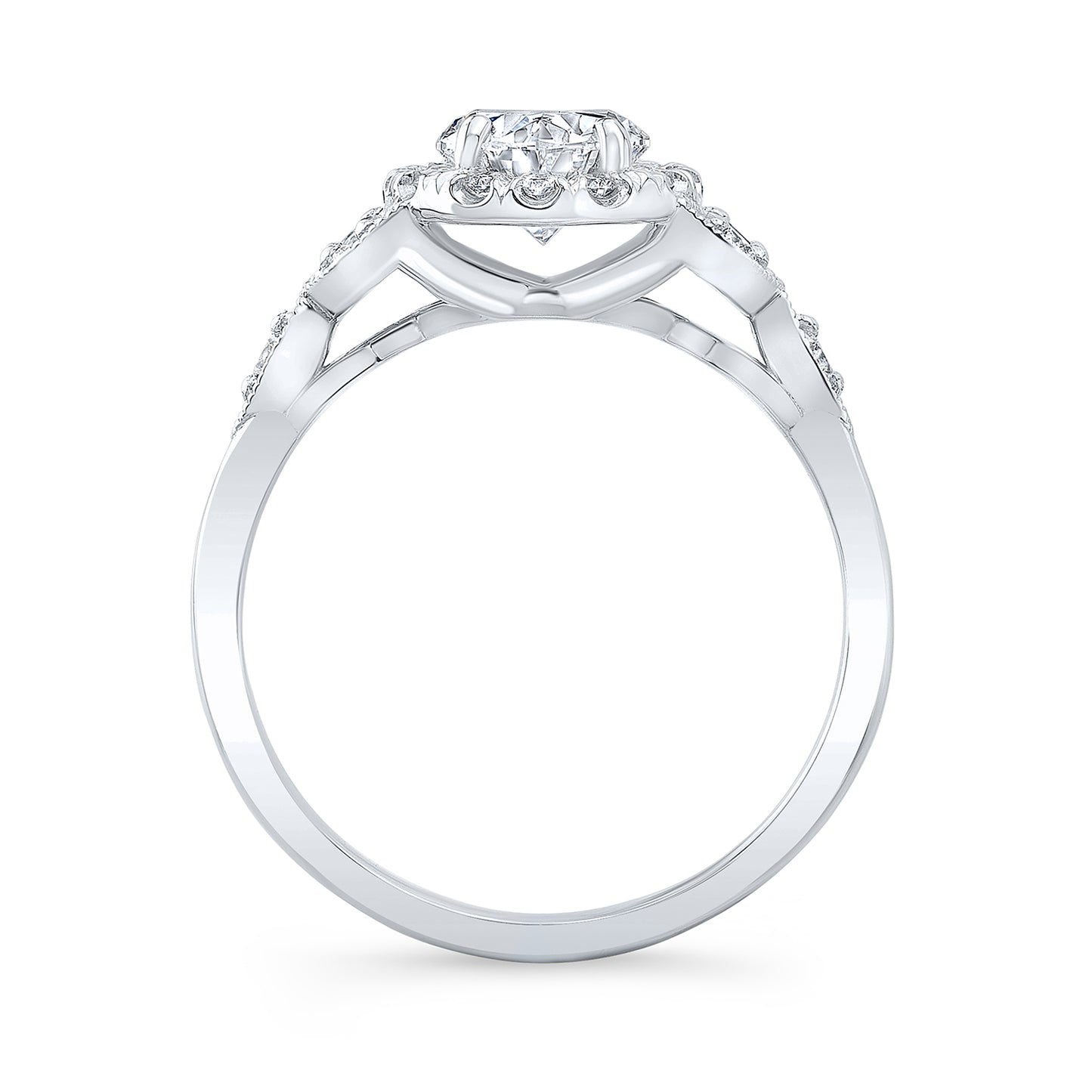 Vintage Style Engraved Halo Diamond Engagement Ring
